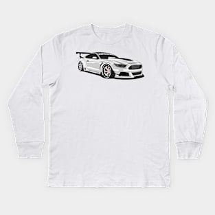 MUSTANG WIDEBODY WHITE Kids Long Sleeve T-Shirt